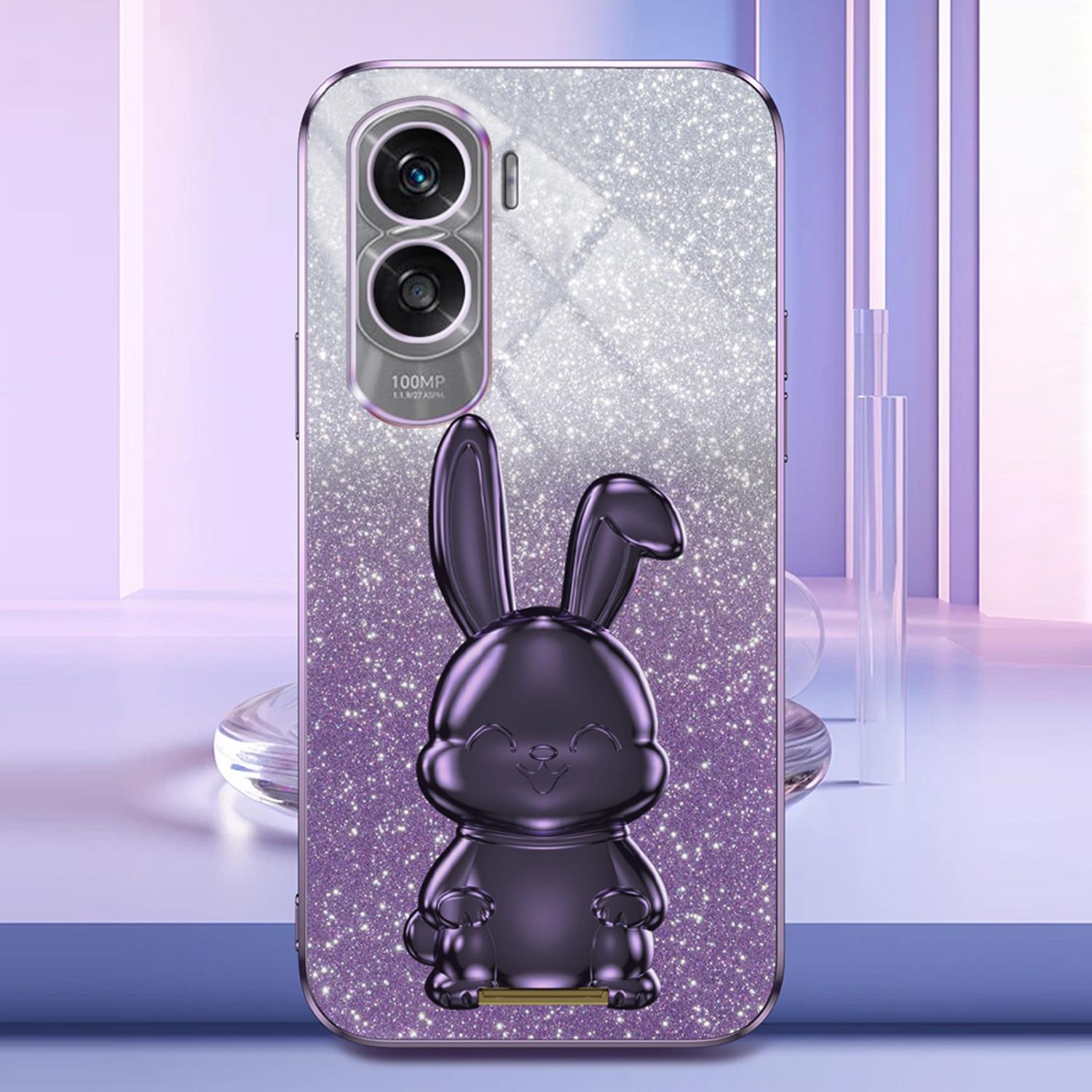 

For Honor X50i 5G Kickstand Case Cute Rabbit Anti-Drop Slim Phone Case Purple