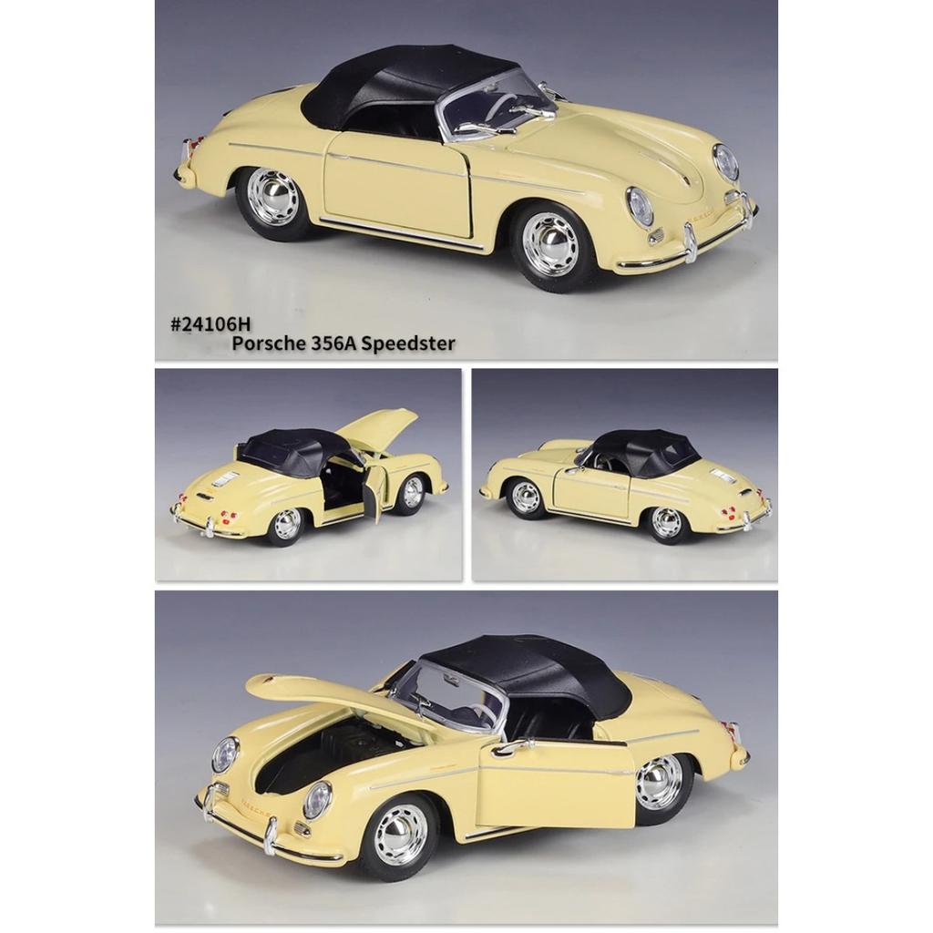 WELLY 1/24 Porsche 356A Speedster Classic Vintage Car Alloy Scale Car Model Diecast Metal Static Children Toy Car Vehicles Gifts