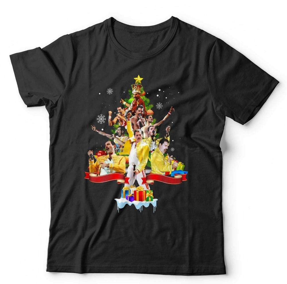 Freddie Mercury Christmas Tree T Shirt Unisex and Kids Funny Xmas Festive Music