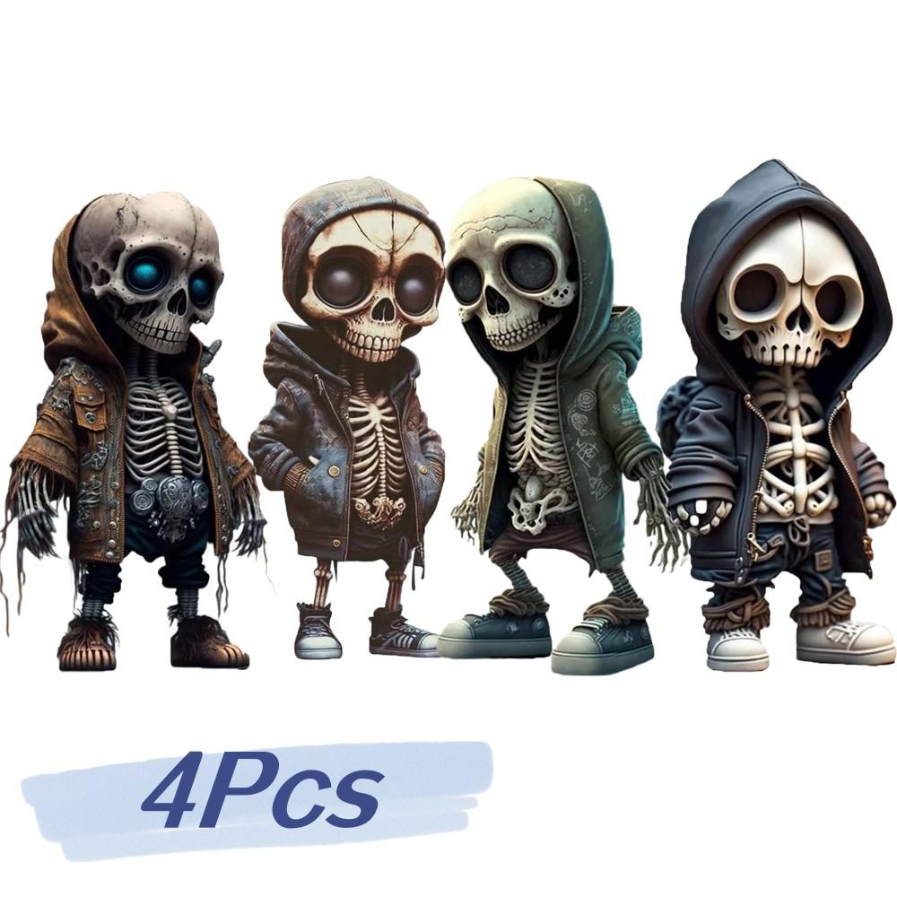 Pryskyřice Cool Skeleton Figurky Halloween Skeleton Figurka Lebka Příšerné ozdoby Dekorace na palubní desku auta Dekorace stolu