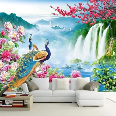 3d Peacock Landscape Mural Nature Scenery Fresco Living Room Sofa Study Classic Background Wallpaper