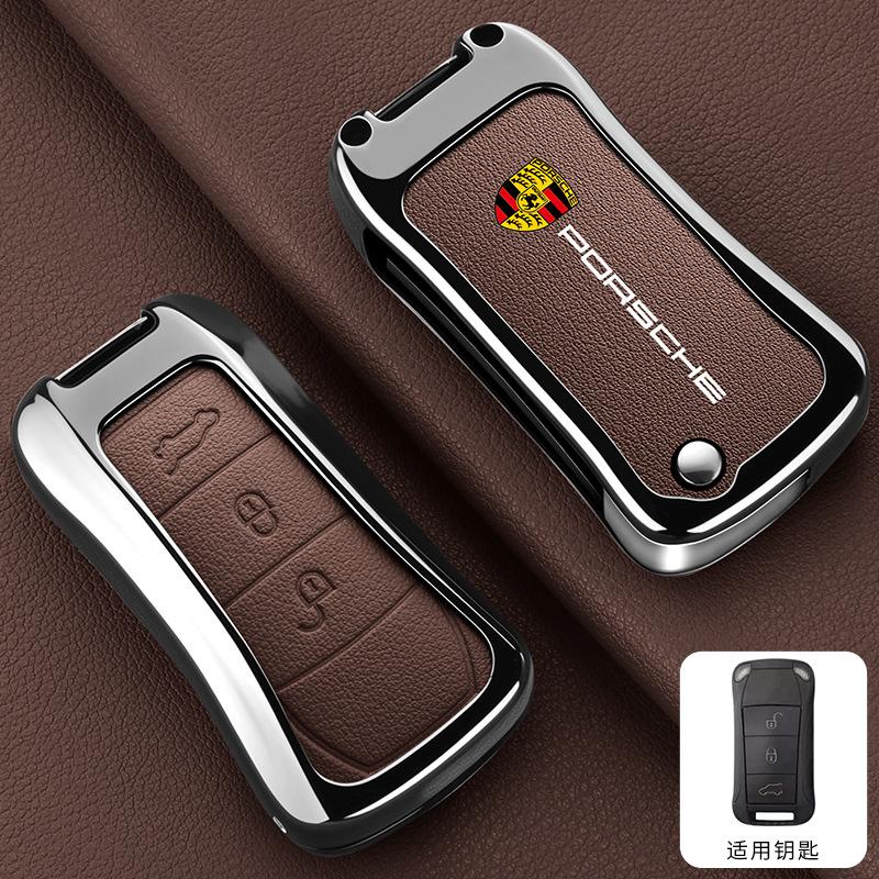 3 Buttons Zinc Alloy Leather Car Remote Key Case Cover Shell Accessory For Porsche Cayenne 955 957 911 997 Boxster 987 Sticker LG4