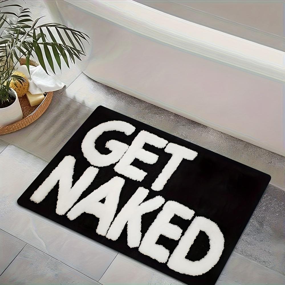 GET NAKED Pluche Badmat met Letterprint, Antislip, Absorberend Binnen/Buiten Entreekleed, Woondecoratie 40x60cm 16x24inch