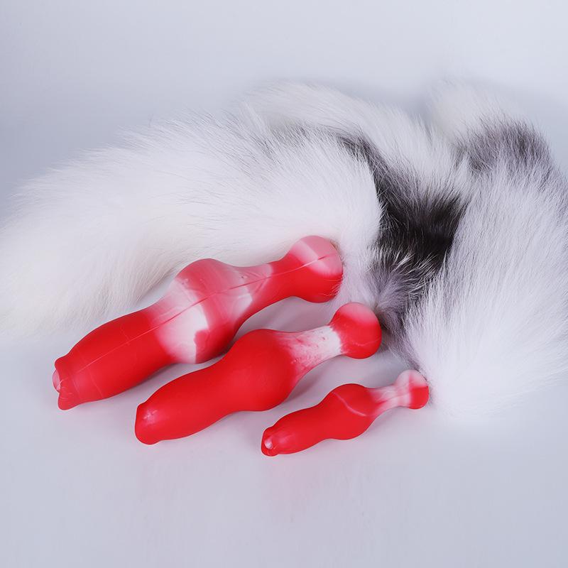Soft Silicone Animal-Inspired Tail with Real Hair for Erotic Cosplay and Adult Play