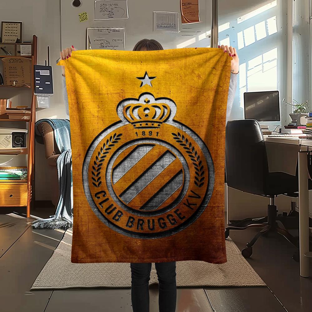 1Pc Club Brugge K V Print Flannel Blanket, High quality Comfortable for All Seasons, Home Decor, Warmth and Comfort, Perfect for Christmas Gifts