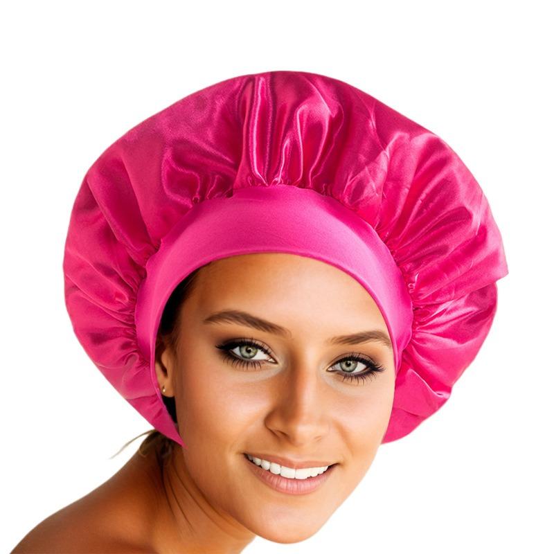 1pcs Soft Silk Satin Lined Bonnet Large Satin Hair Bonnet Household Sleep Shower Cap Hair Wrap Cover for Long Hair Salon Tool