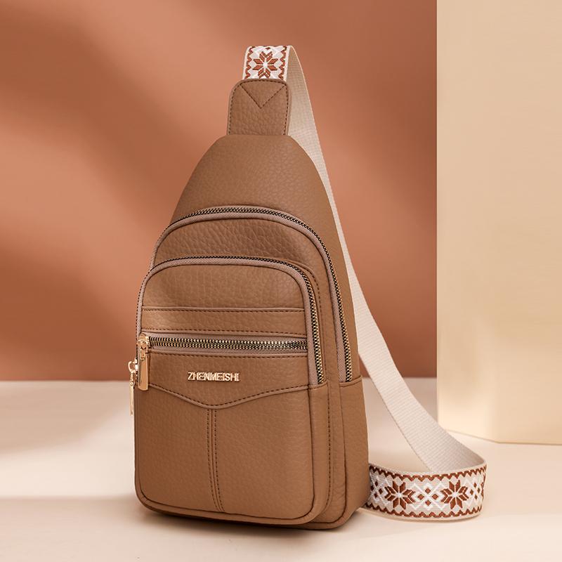 Měkká kožená náprsní taška Dámská crossbody taška Barevná taška přes rameno Sportovní taška přes rameno Dámská náprsní taška