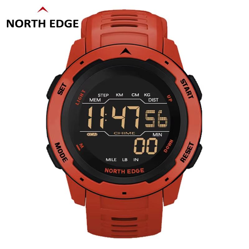 NORTH EDGE Mars Digital Watch Men's Sports Watches Dual Time Pedometer Alarm Clock Waterproof 50M Digital Watch Clock