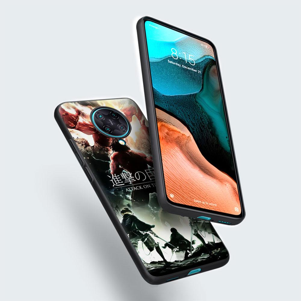 Anime Japanese Attack On Titan Case For Xiaomi Mi Poco X3 M3 Pro X4 NFC F3 GT Pocophone F1 Black TPU Soft Cover Cellphones Capa