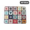 Bohemian Tile Pattern Non Slip Kitchen Drying Mat Water Resistant Countertop Dish Draining Pad for Small Cafe Use