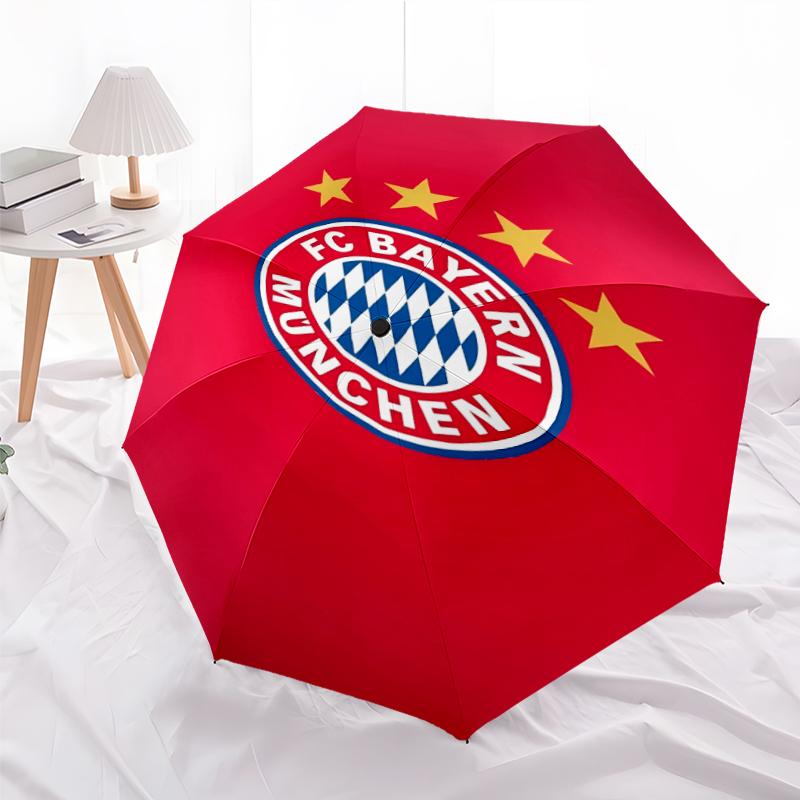 Printed FC Bayern München Logo Printed Folding Umbrella,Outdoor,Leisure,And Travel Umbrella,Durable Umbrella Fabric,Birthday And Holiday Gift