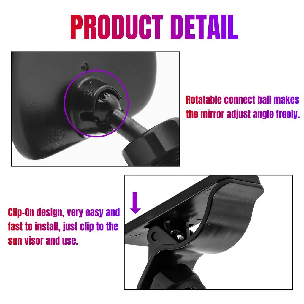 Car Interior Rearview Baby Convex Lip for Backseat Adjustable Mirror, Wide-Angle Baby, 360° (Black)