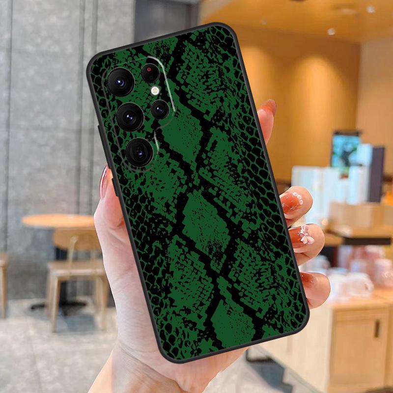 Snake Skin Print Case For Samsung Galaxy S23 S22 Ultra S20 S21 FE S9 S10 Note 10 Plus Note 20 Ultra Cover
