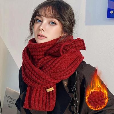 Winter Warm Knitted Scarves Long Size Thickened Women Scarf Korean Casual Outdoors Thermal Men's Black Scarf Christmas Gifts