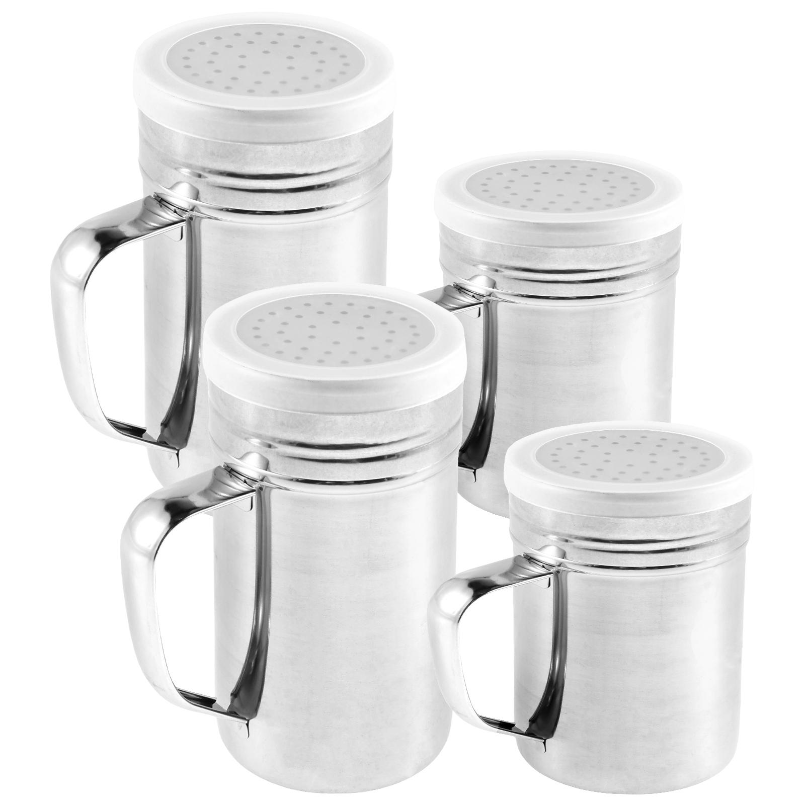 

10/14oz Salt Shaker Stainless Steel Spice Dispenser Seasoning Spice Shaker Central Hole Spice Jar with Plastic Lid Kitchen Tools