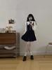 Plus Size Pleated Princess Dress with Doll Collar - College Style, Autumn/Winter Waist-Cinching Design