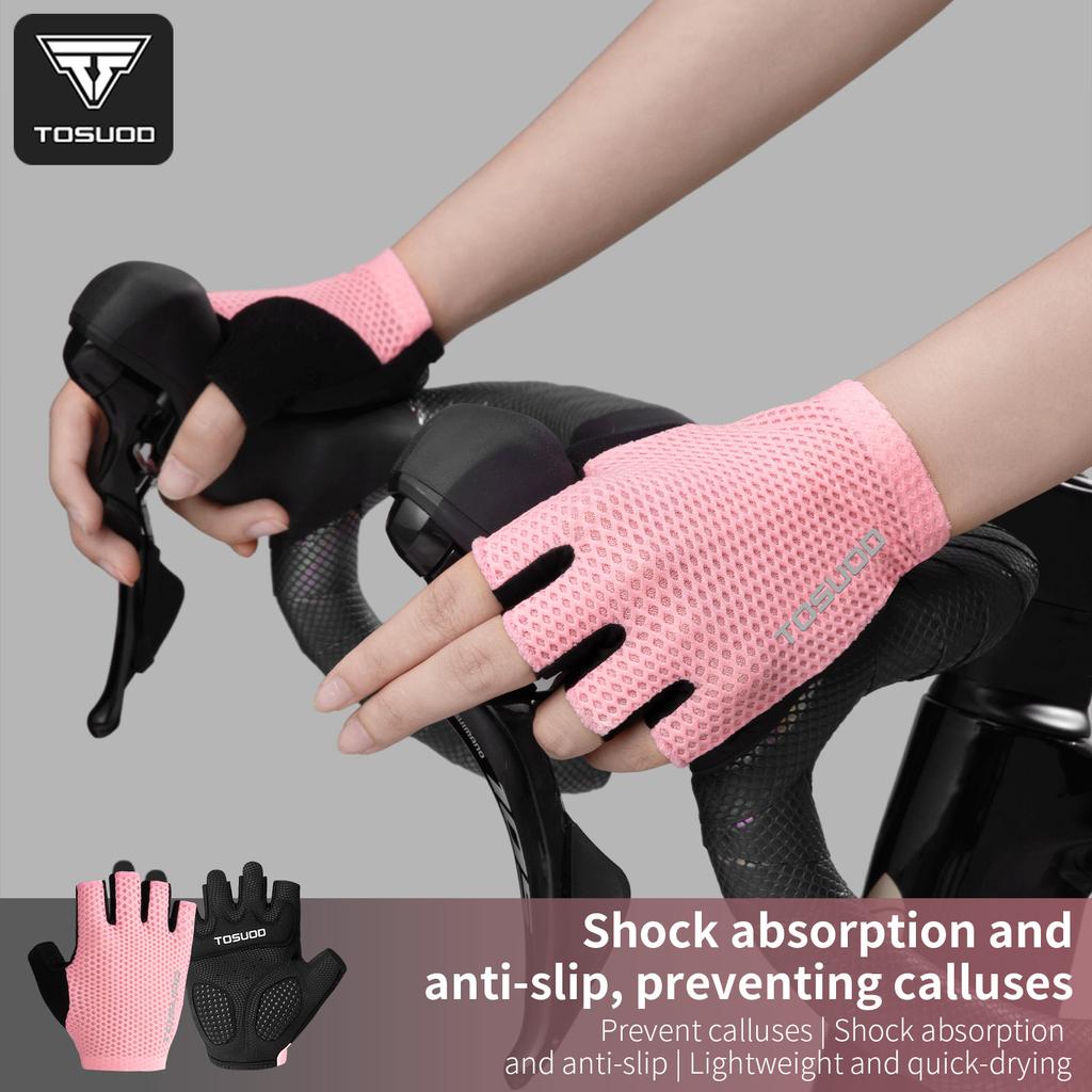 TOSUOD Cycling Gloves Road & Mountain Bike Gloves Summer Non-Slip Breathable Half-Finger Gloves Unisex less