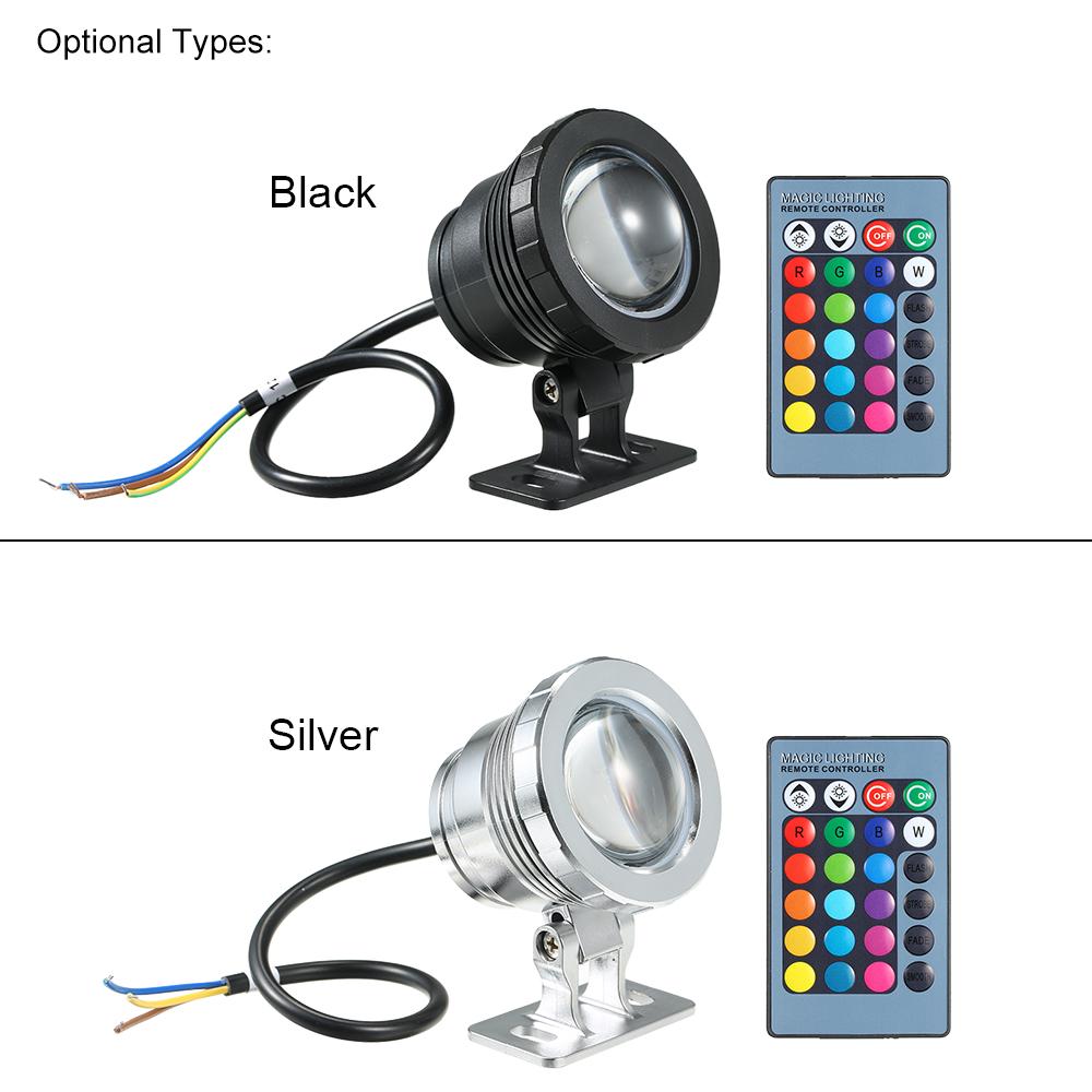 10W RGB LED Underwater Light Submersible Lamp with Remote Control IP65 Waterproof for Pool Aquarium Pond Spray Fountain Festival