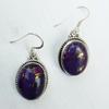 Natürliche lila Kupfer-Türkis-Ohrringe, handgefertigte Silberohrringe, 925er Sterlingsilber, Tropfen-Türkis-Ohrringe, Baumeln und Tropfen-Ohrringe