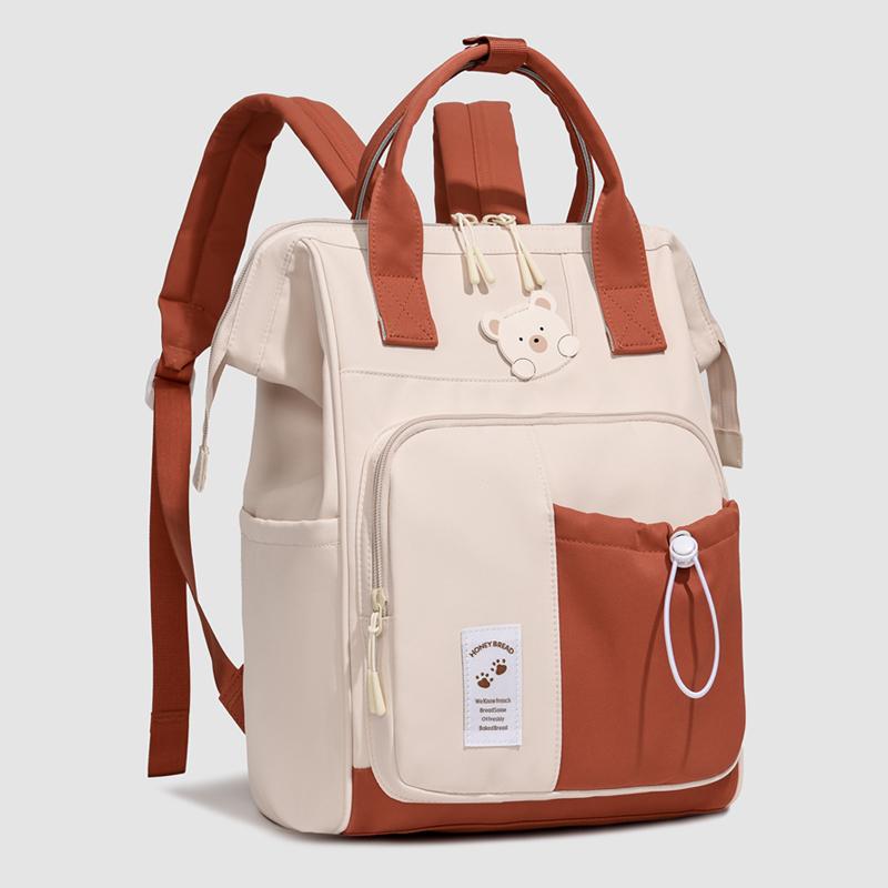 Zaino in Nylon Orsetto Carino per Donna Grande Capacità Multitasche Scuola Viaggio Daypack Leggero