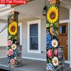 Spring Garden Porch Banner - Sunflower Rose Daisy Design - Sunflowers, Roses - Porch Hanging Door Decor (4375)