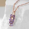 Neue Rosegold Farbe Kristall Blume Anhänger Halskette Für Frauen Lila Natürlicher Zirkon Accessoires Vintage Schmuck