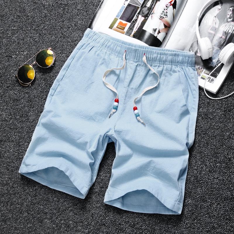 

Летние мужские хлопковые дышащие шорты однотонные простые молодежные большого размера пятиминутные шорты XXXXXL церулеан голубой
