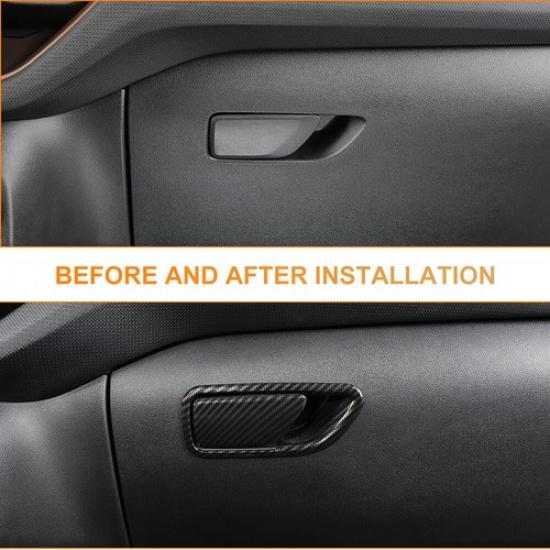 2xCarbon Fiber Co-pilot Storage Box Handle Cover Trim For +Ford Bronco Sport