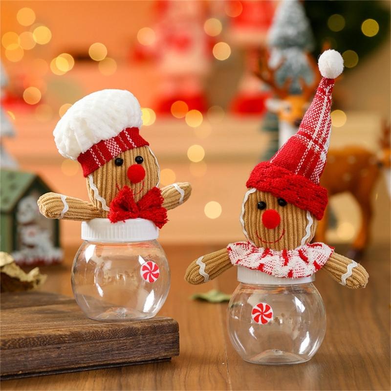 Set of 6 Festival Fabric Christmas Treat Boxes Delicate Festival Gingerbreads Man Candy Containers for Christmas Sweets