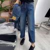 Herbst Übergröße Straight Leg Jeans für Damen Retro Locker Cropped Hosen Weitbeinige Hosen