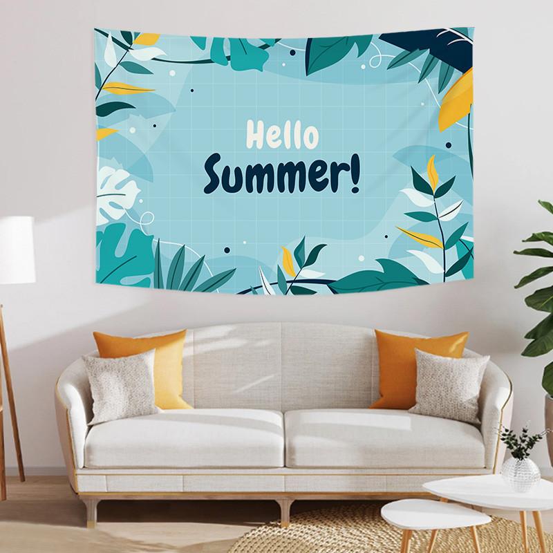 Summer Cartoon Tropical Jungle Monstera Background Printed Polyester Tapestry Wall Hanging Tapestries For Bedroom Dorm Decor