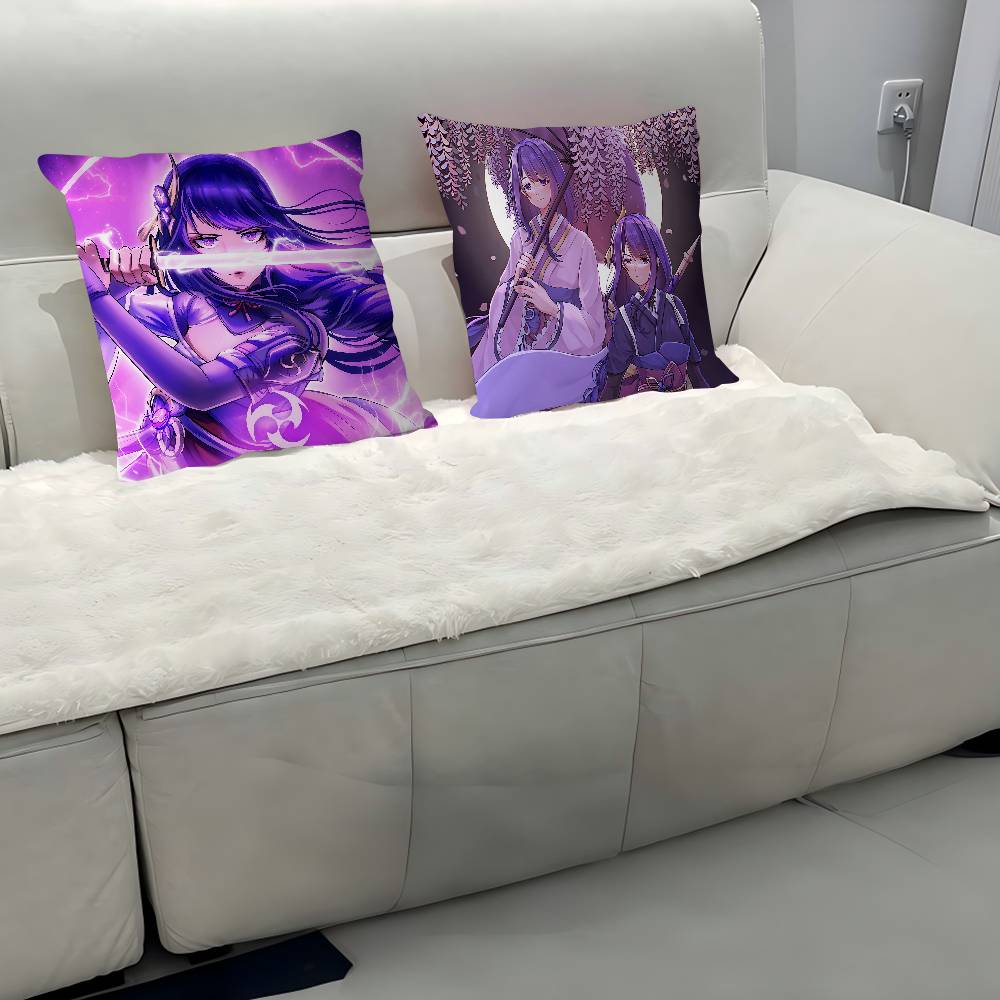 G-Genshin Impact Raiden Shogun Dekorative Raumästhetik Kissenbezug Heimdekor Schlafzimmer Sofa Bett Couch Kissenbezug 45x45