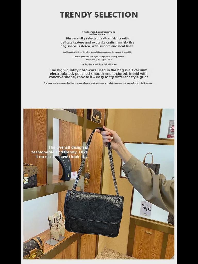 Yangshulin Women's Large Capacity Genuine Leather Chain Shoulder & Messenger Bag – Fashionable & Versatile