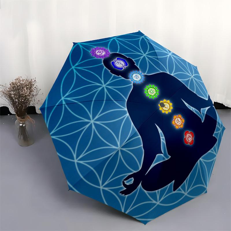 1pc Chakra Meditation Harmony Umbrella with Plastic Handle,Suitable for All Seasons Home Travel Outdoor UmbrellaDD548