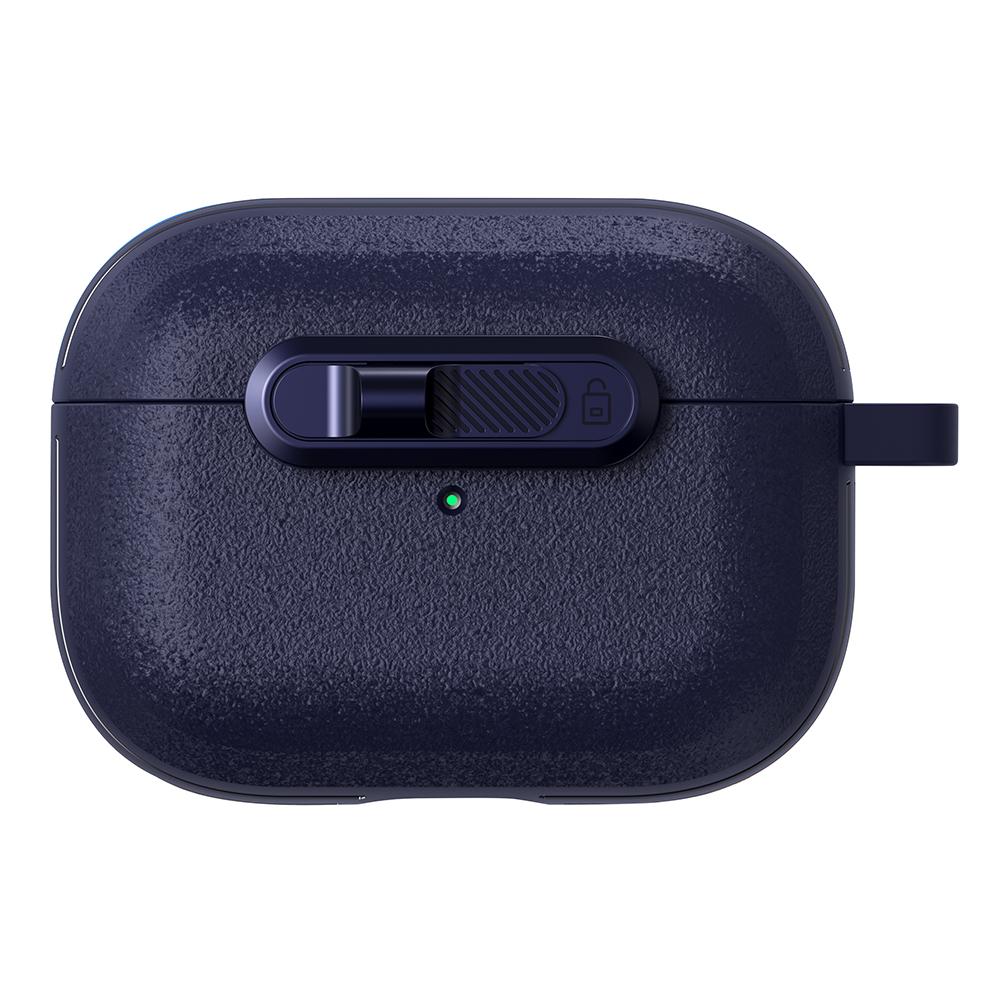 For Apple AirPods Pro Protective Case Lock Buckle Switch TPU + PC Wireless Earphones Cover with Carabiner