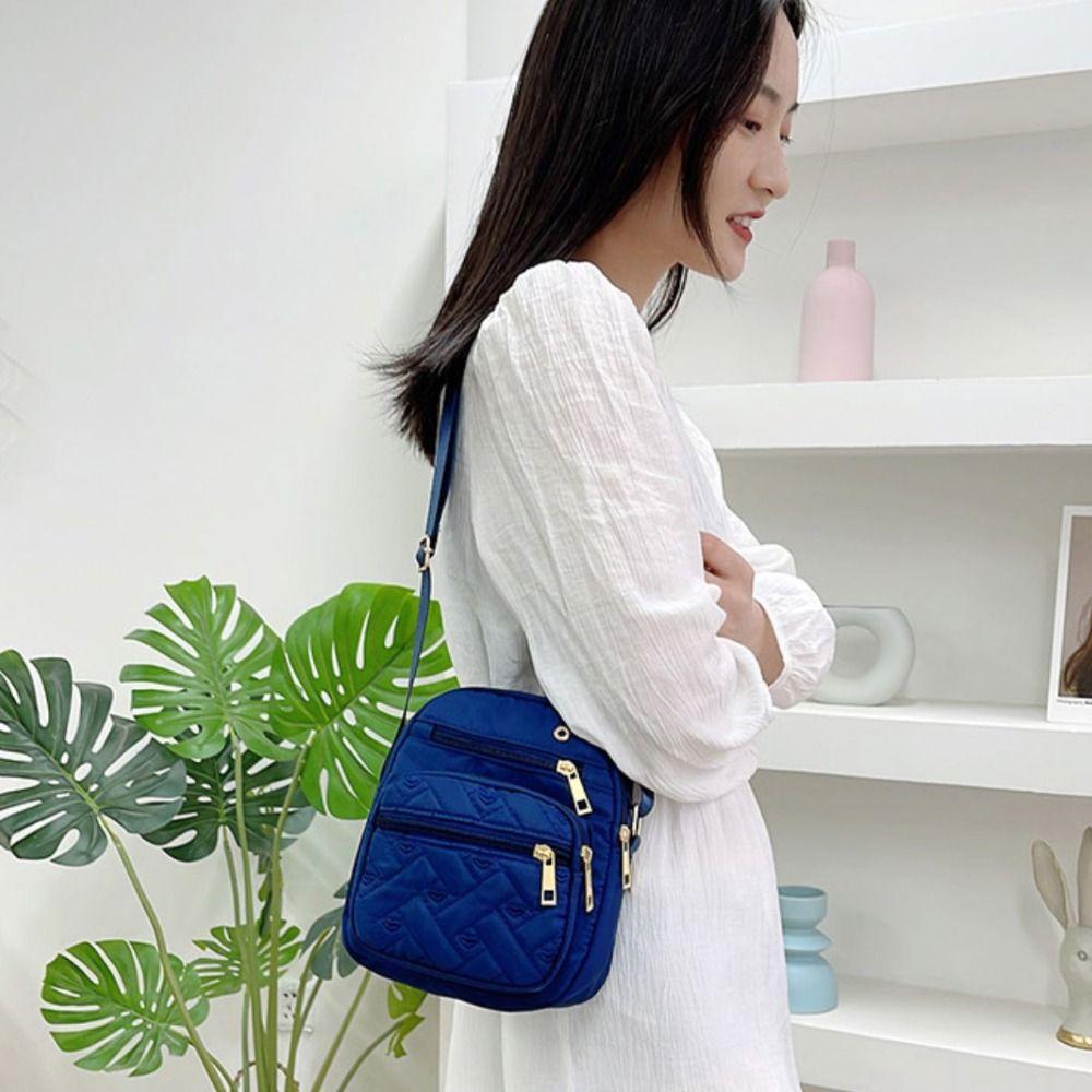 Five-layer Zipper Crossbody Bag Nylon Small Phone Bag Trendy Shoulder Bag  Cosmetic Bag