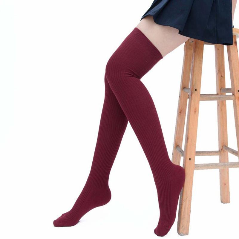 Sexy Warm Long Cotton Stocking Over Knee Stocking Women Winter Knee High Thigh Knitted Stockings for Ladies Over The Knee Socks