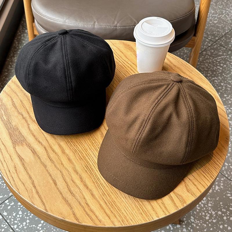 Painter Berets Girls Cap Newsboy Brand Latest Fresh Octagonal Winter Autumn Color Plain Solid Hat Beret Women Fashionable Trendy School Old Vintage