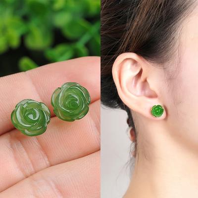 Minimalistische Elegante Smaragdgrüne Blume Form Steckerohrringe Für Geschenk Schmuckstück Accessoire Dekor Mode Schmuck