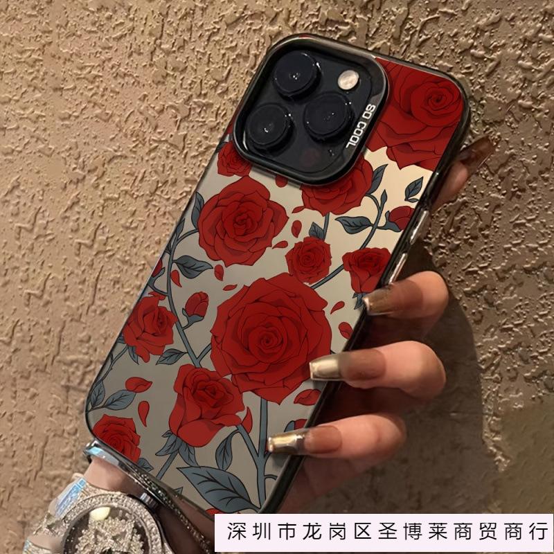 Red rose flower is suitable for Apple 16 mobile phone case iPhone13/14/15 advanced sense 16promax anti-drop 11P