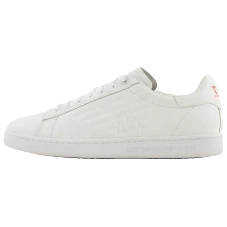 Emporio Armani EA7 Leather Round Toe Lace-Up Low-Top Sneakers Unisex sneakers White X8X001XK375T653 41.5