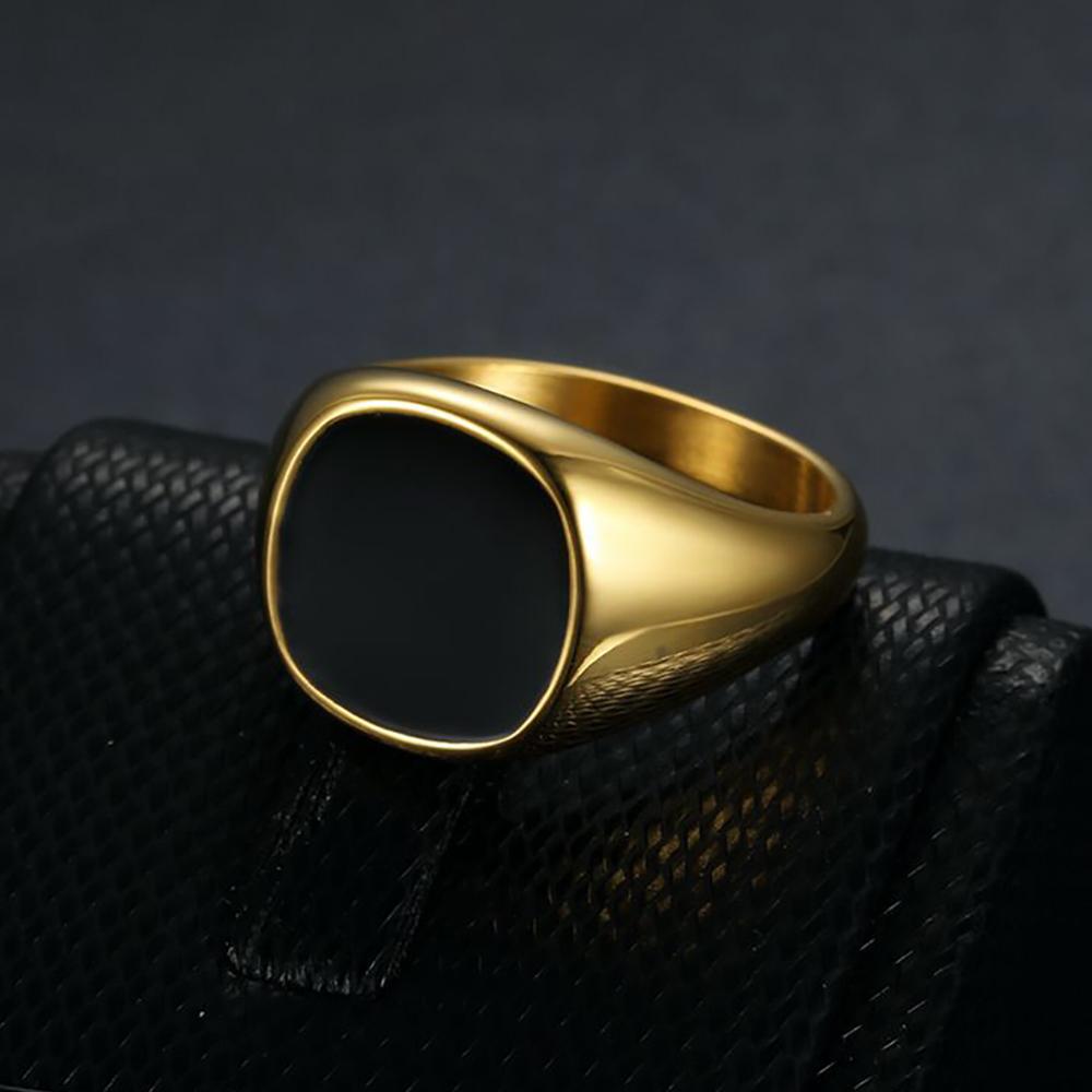 New Smooth 316L Stainless Steel Signet Square Ring for Men Women Hip Hop Punk Style Fashion Party Jewelry Accessories Wholesale