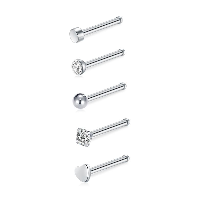 5/6/21 Stück 20G Nasenstecker Edelstahl Nasenflügelstecker Schrauben Nasenring Hoop Körperpiercing Silber Gold Farbe Herz Nasenstecker