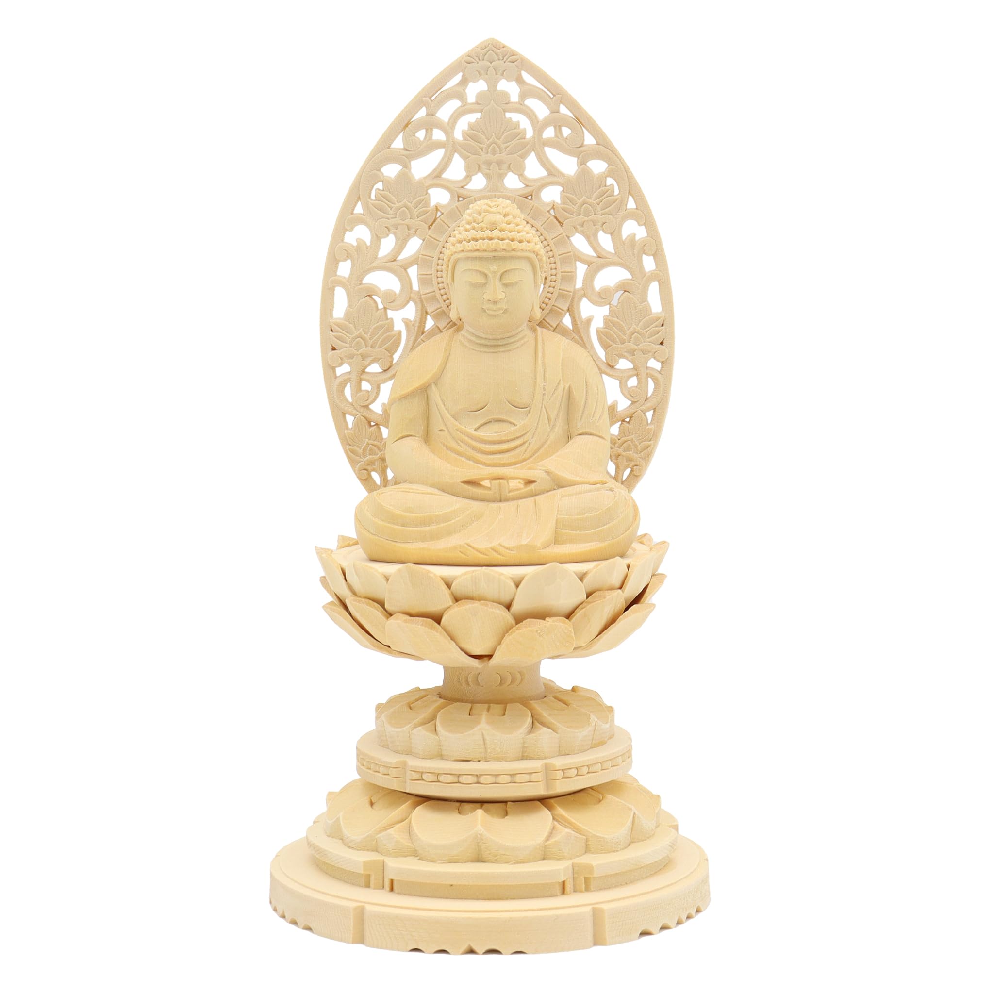 

Kurita s Specialty Buddha Statue [Nyorai] Amitabha Buddha, Seated, 2.0 inches (total height 18.5 cm, width 10 cm, depth 9 cm), with Grass Halo and