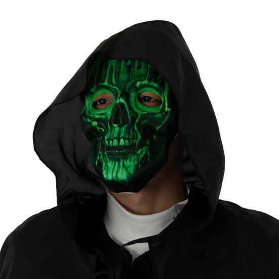 3D Skull Face Guard Glow In The Dark Lightweight EVA Fabric Realistic Design Halloween Headpiece Makeup Apparel Props
