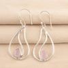Oval Rose Chalcedony Gemstone Sterling Silver Artisan Birthday Dangling Earrings EE-139-15