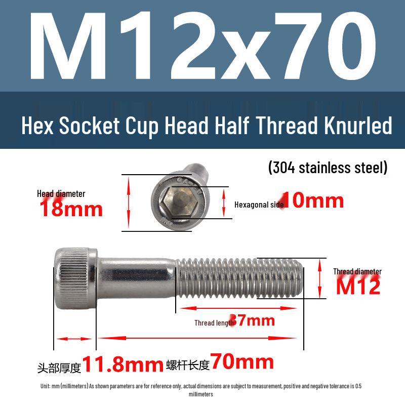 304 Stainless Steel Hex Socket Screws M4-M20, Cylindrical Head, Partial Thread Bolts