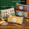 Cloth Retro Grid Stationery Bag Grid Pattern Pencil Pouch Vintage Plaid Pen Bag  Office