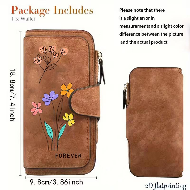 Women's Long Wallet with Floral Design 1 Piece Multi - functional Snap Coin Purse Portable Wallet for Daily Commute Outdoor Travel Home Use Birthday