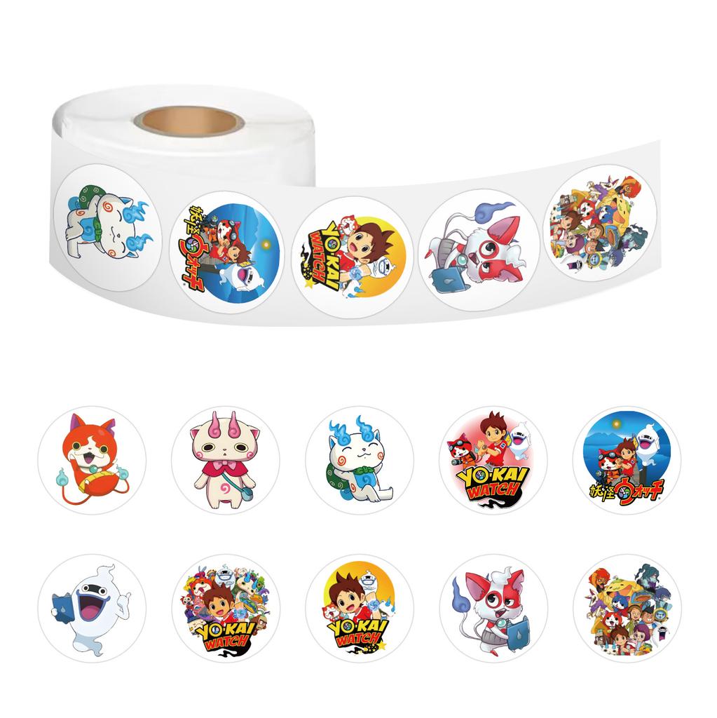 500 Stickers/roll Yo Kai Watch Roll Stickers Reward Stickers Creative Hand Account Personalized Roll Tape